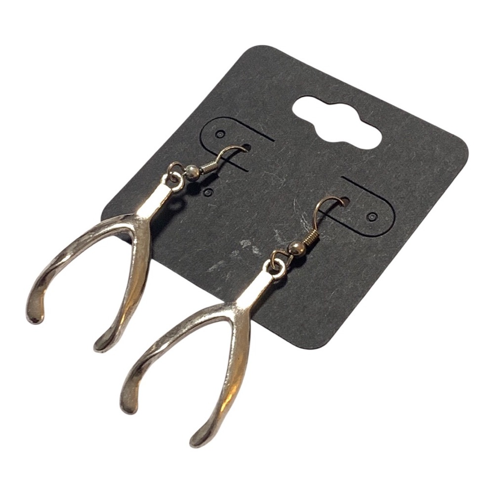 Silver Wishbone Drop Earrings - Women Jewelry